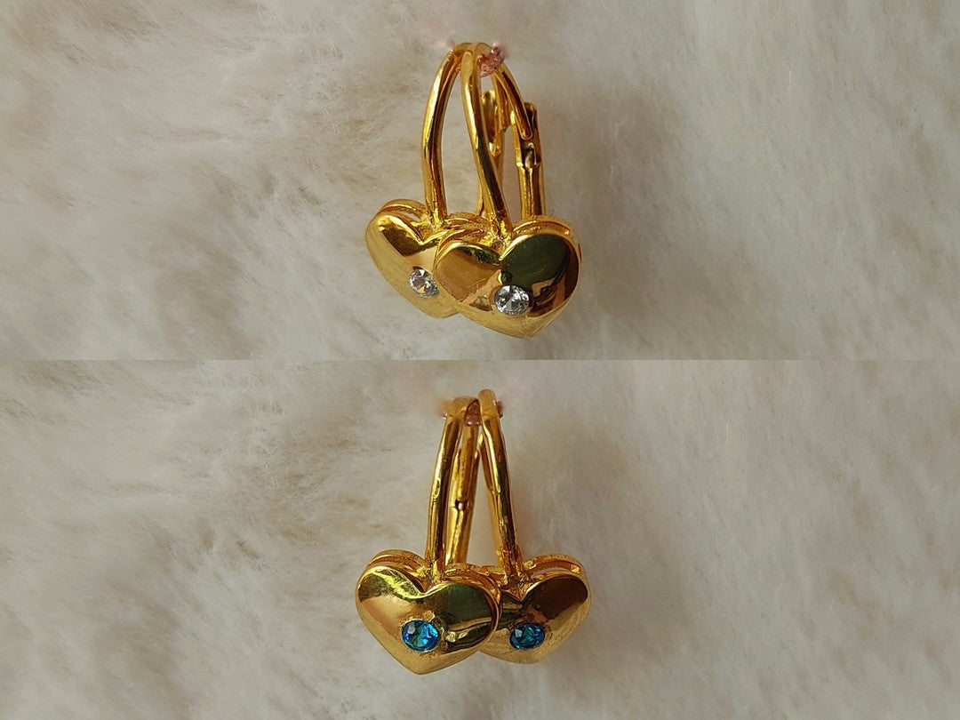 Kalp Şeklinde Lever-Back Altın Küpe